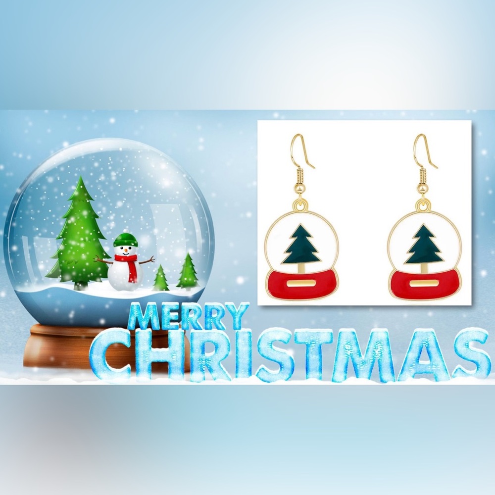 $2 CHRISTMAS SNOW GLOBE EARRINGS. ENAMEL METAL. NEW. $2 WITH ANY $10 ORDER OR MO